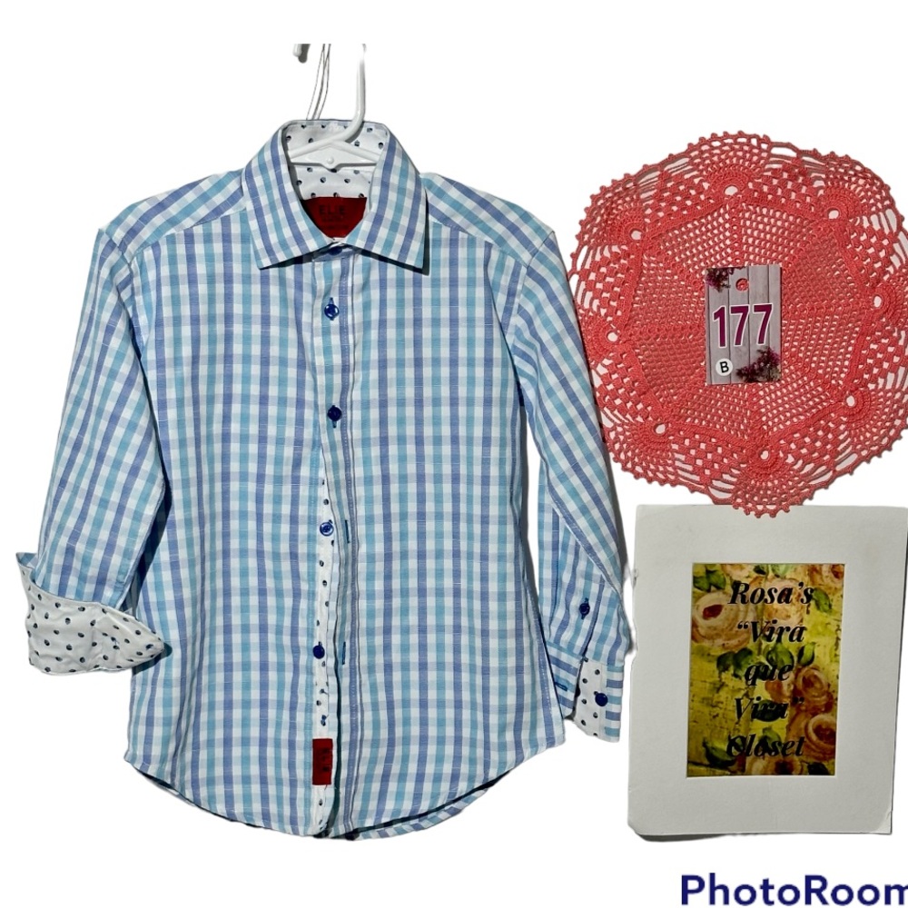 Elie Balleh Pastel Plaid Boy's Dress Casual Button-Down Shirt Size 5 - Picture 2 of 9